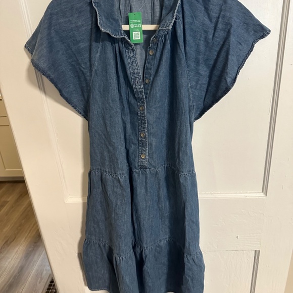 NWT GAP Flutter Sleeve Cotton Denim Dress Size M - Picture 5 of 7